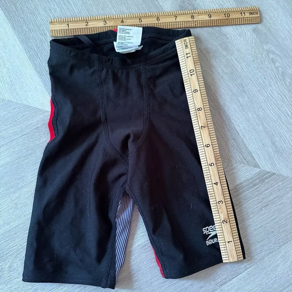 Speedo Black Red Gray Swim Jammers Shorts Swimsuit Racing Suit Boys 22 Endurance